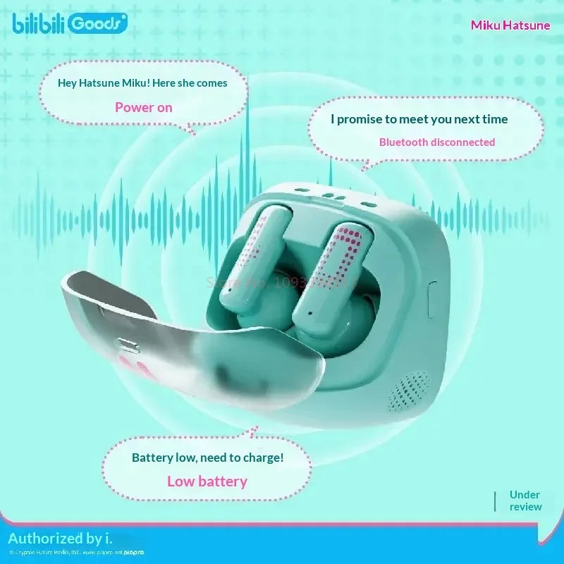 Bilibili Hatsune Miku CUBE FACE LCD Touch Screen TWS Earphones Gift Box Interactive Display Bluetooth Birthday Gift