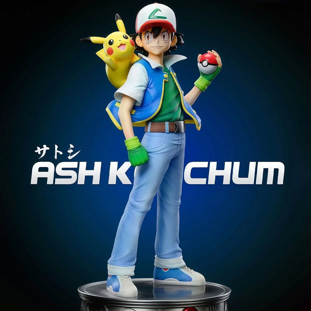 BKM 18cm Anime Figures Set Ash Ketchum Brock & Misty PVC Figurine Statue Model Doll Collection Decoration Room Desk Toy Gift