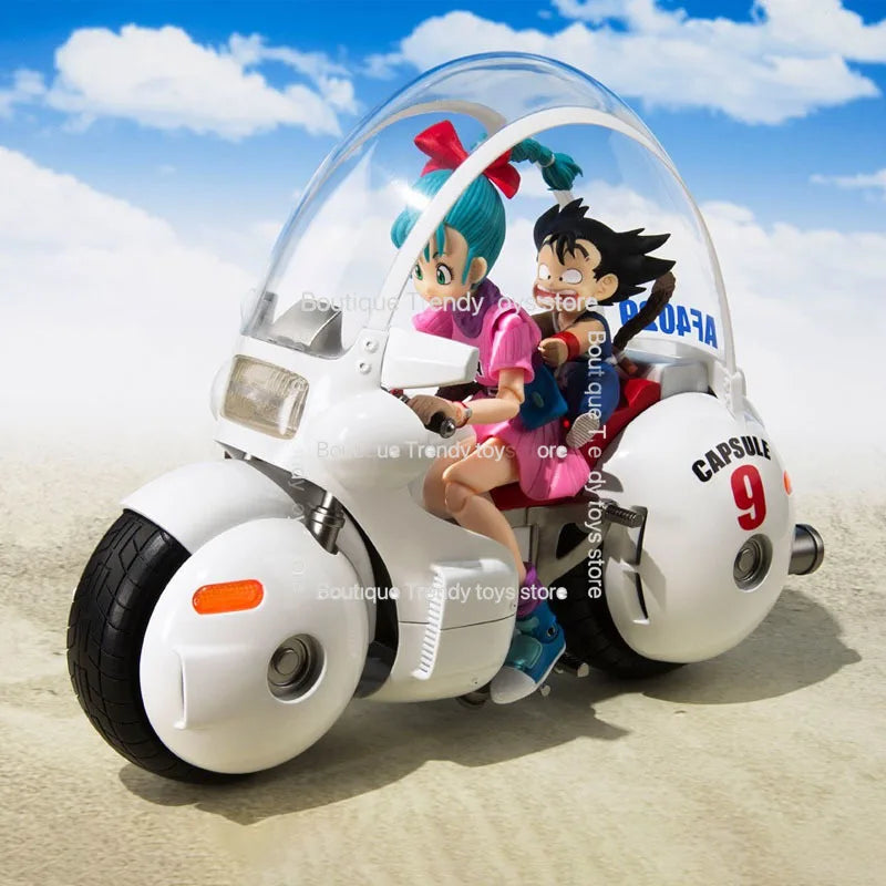 In Stock BANDAI Original S.H.Figuarts DRAGON BALL BULMA  AND MOTORCYCLE SHF Action Figure Model Gift for Kids Foam Box Packaging