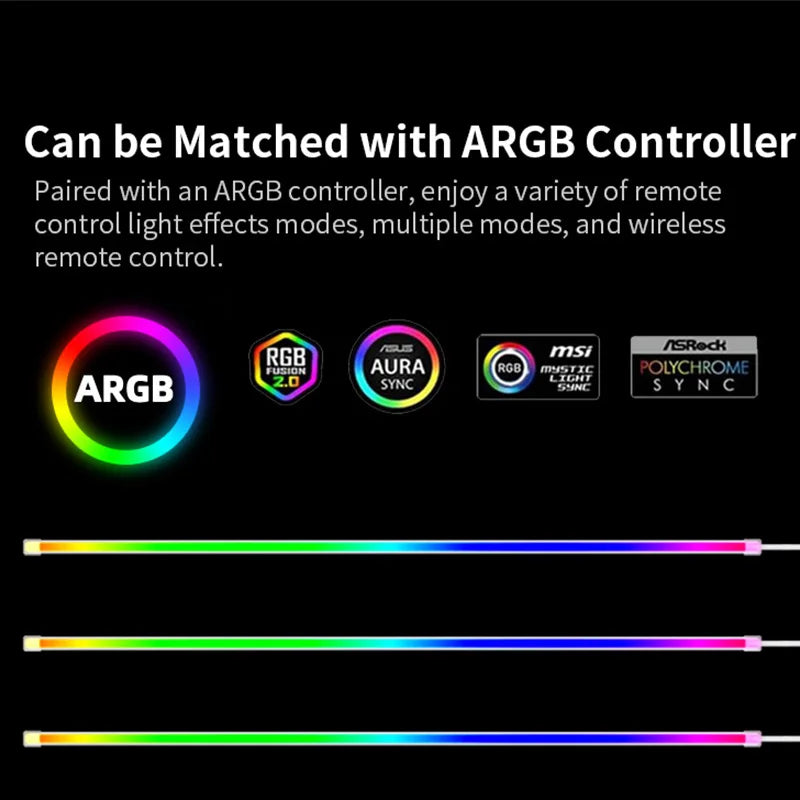COOLCIRC 40cm LED Strip Magnetic Computer Light Bar 5V/3PIN ARGB Motherboard Light-Strip Colorful Atmosphere DIY Lamp Bar for PC