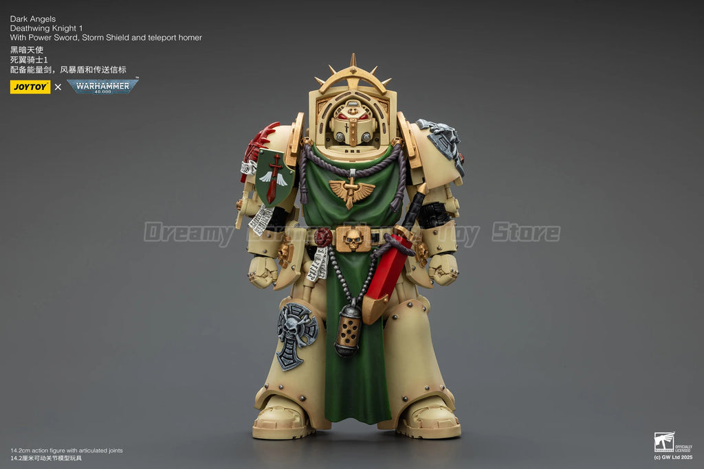 【In Stock】JOYTOY Warhammer 40K Dark Angels Deathwing Knight 1 with Power Sword Storm Shield and Teleport Homer 1/18 Action Figu