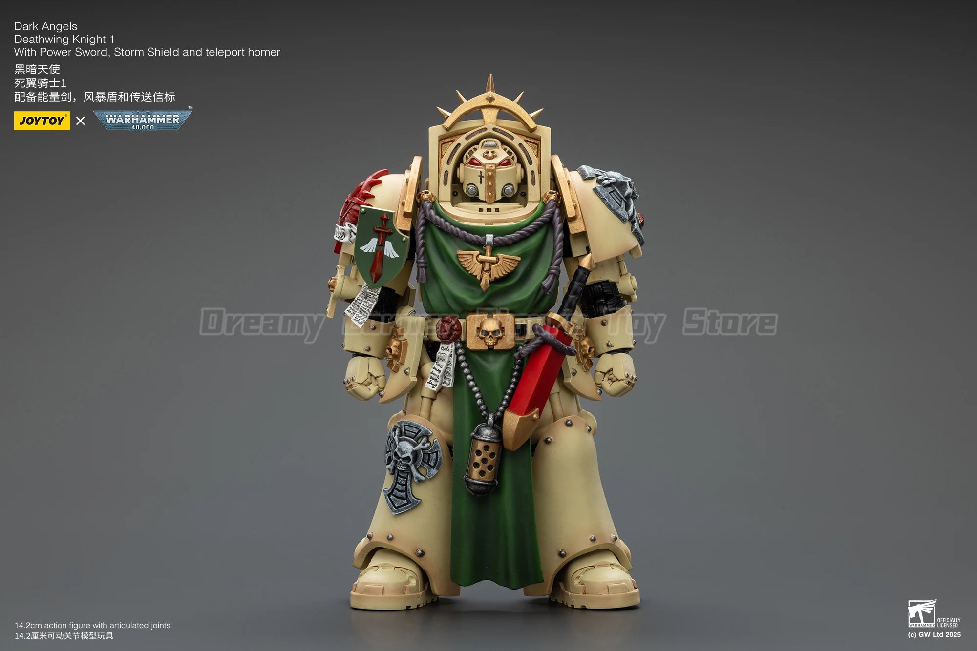 【In Stock】JOYTOY Warhammer 40K Dark Angels Deathwing Knight 1 with Power Sword Storm Shield and Teleport Homer 1/18 Action Figu