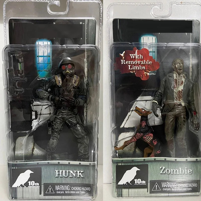 NECA Redfield Hunk Zombie Action Figure With Dog Licker And Walker Chris Redfield Hunk Action Figure Model Toys 18cm