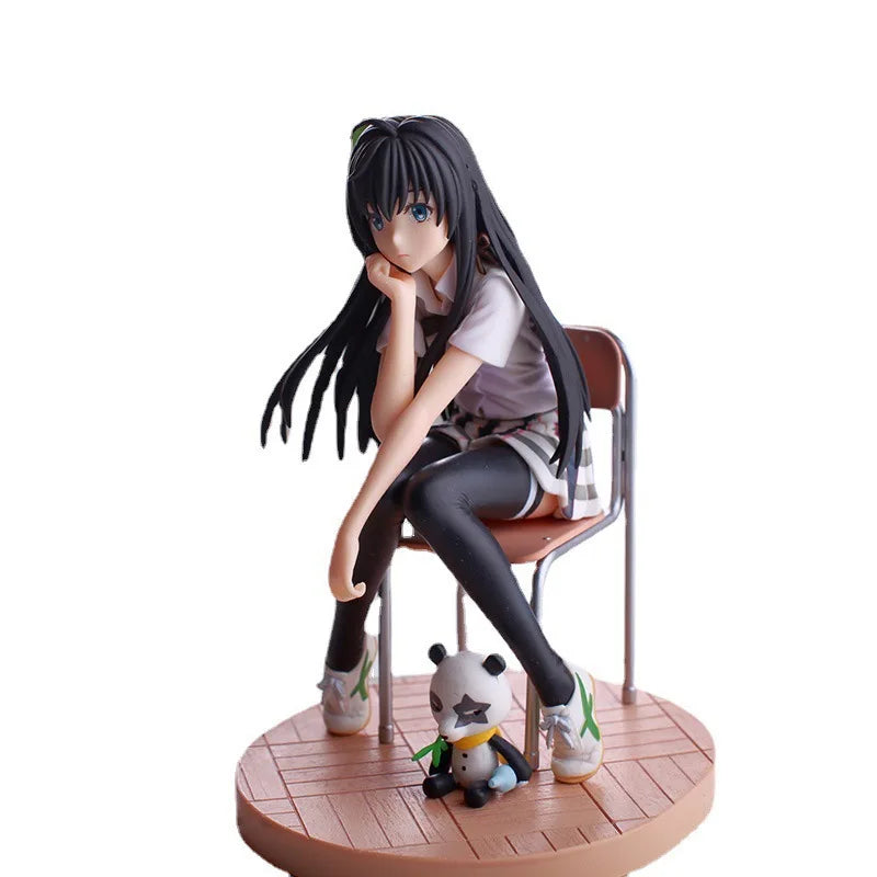 13CM Anime Yahari Ore no Seishun Love Comedy wa Machigatteiru Figure Yukinoshita Yukin Sitting Position Anime Model Toys Gifts