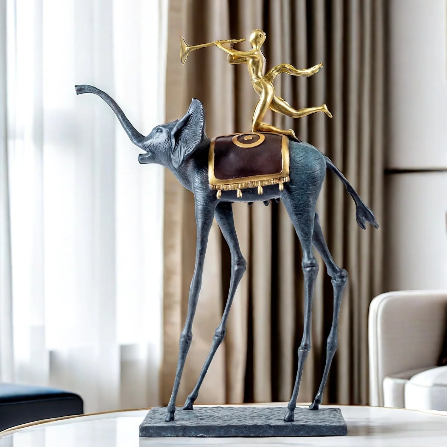 Triumphierende Elefanten-Bronzeskulptur Salvador Dali Bronze Elefantenstatue Großes Tier Kunsthandwerk für Wohnkultur Lobby Ornamente