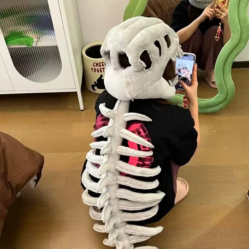 3D Realistic Dinosaur Skeleton Costume Set Funny Headgear Cosply Dress up Clothing Plush Toys Creative Gifts