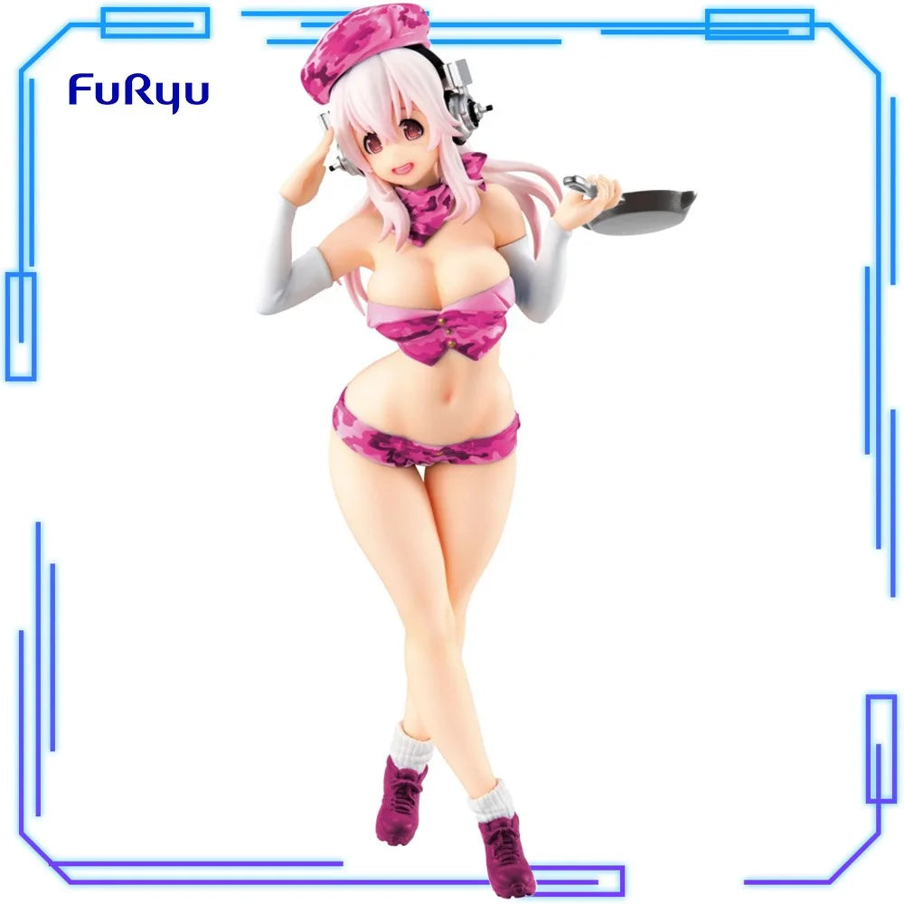 In Stock FuRyu Original Genuine Special Figure Super Sonico Military Nomal Color 18cm Sexy Collections Model Toy Figures Gift