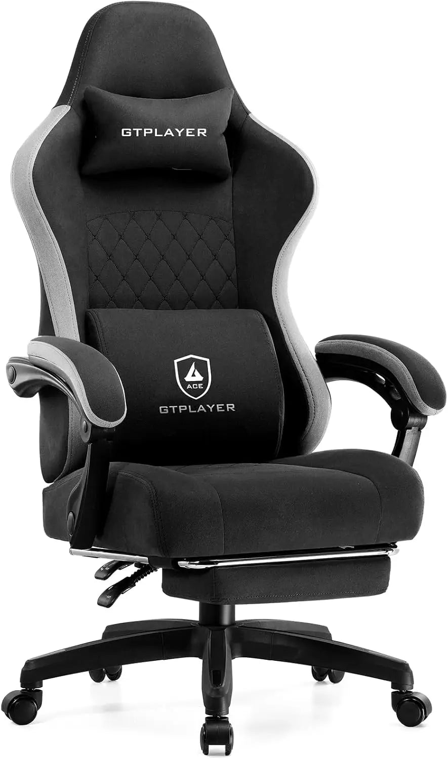 Office Chair, Gaming Computer Desk Fabric Chair with Footrest, High Back Ergonomic Office Chair with Pocket Lumbar Support