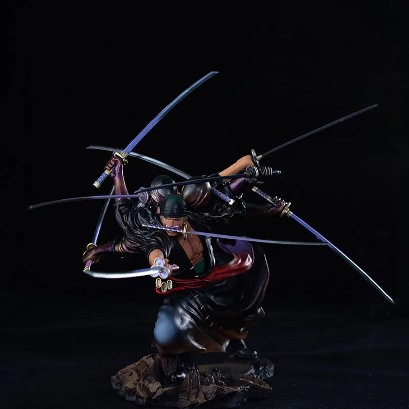 Anime One Piece Figur Kampfszene Drei Köpfe Sechs Arme Zoro Neun Messer Flow Action Modell Sammlung Kinder Geburtstag Spielzeug Geschenk