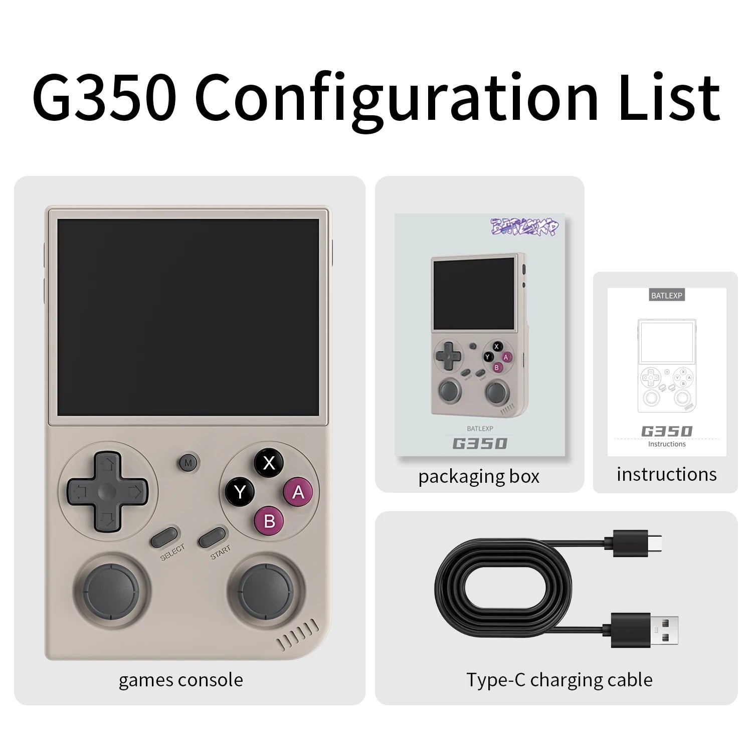 BATLEXP AMPOWN G350 Handheld Game Players 3.5 Inch IPS Portable Console Retro Video Game Consolas 3200mAh Linux Mini WIFI C2C