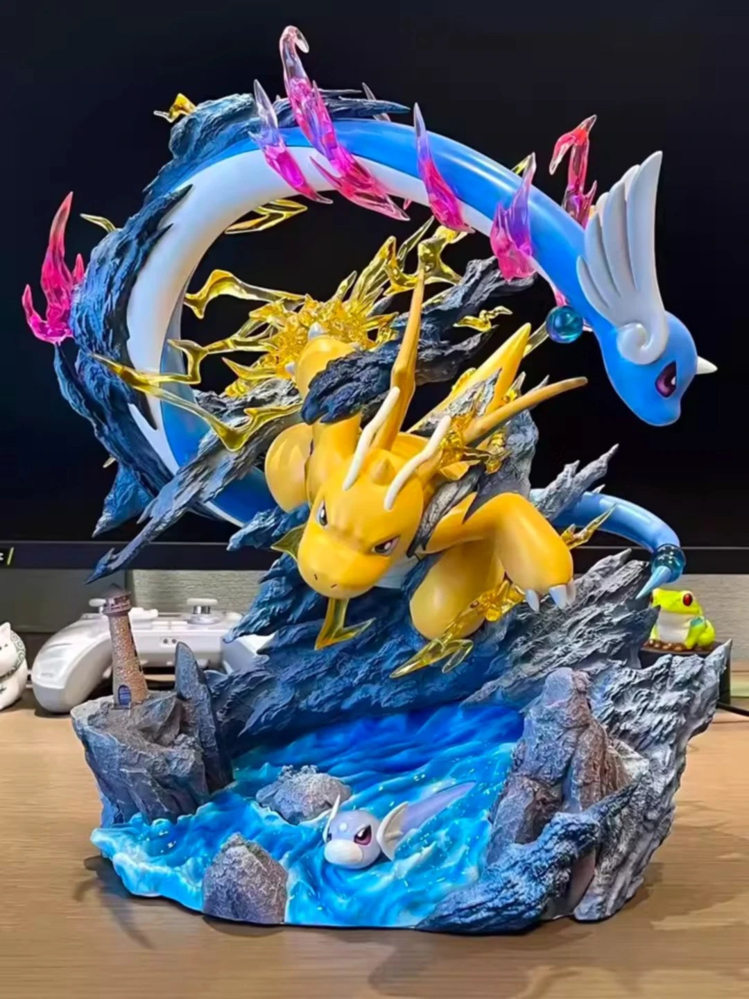 Fantasy House Pokemon Dragonite GK Figure 30CM Light Up Evolution Set Desktop Decoration Birthday Gift For Pokemon Collectors
