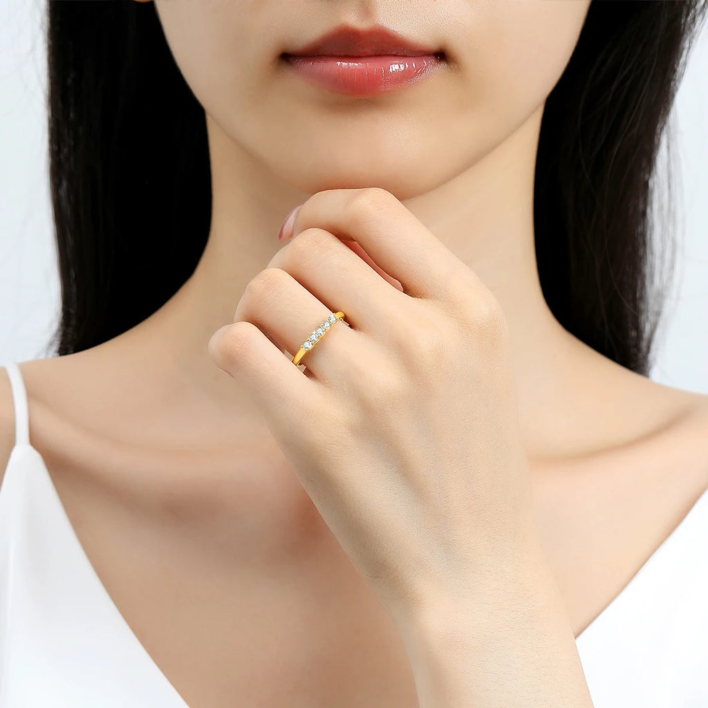 100 % echter 14 Karat Goldring, Ehering, Moissanit, Diamant, Versprechen, K Gold, Geschenke für Frauen, hochwertiger Luxus-Verlobungsschmuck