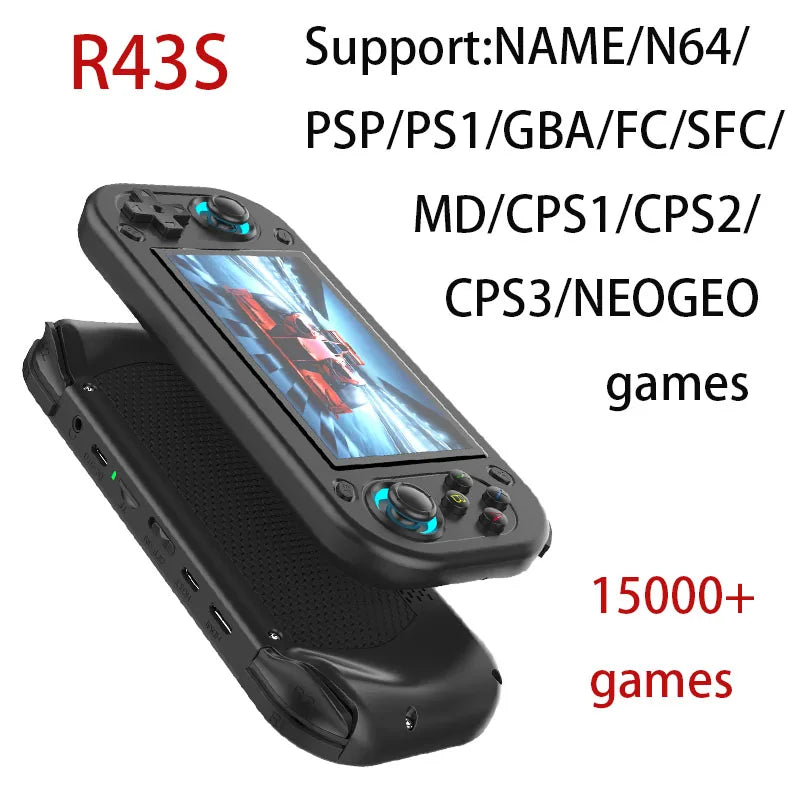 2025 NEW R43S Retro Handheld Video Game Console Linux System 4.3 Inch Screen 1920*1080 Portable Pocket Video Player HDMI Out 64G