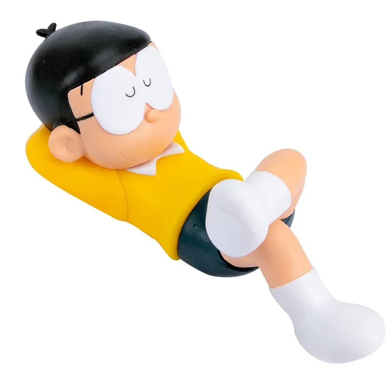 Anime Doraemon Nobita Nobi Sleep Car Decoration Kawaii Action Figure Blue Fat Collectible Model Toy Dolls Kid Birthday Gifts