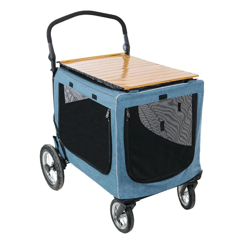 Large Dog Stroller Foldable Travel Portable Cat and Dogs  Strollers Strong and Durable Carriers Breathable Pet Products