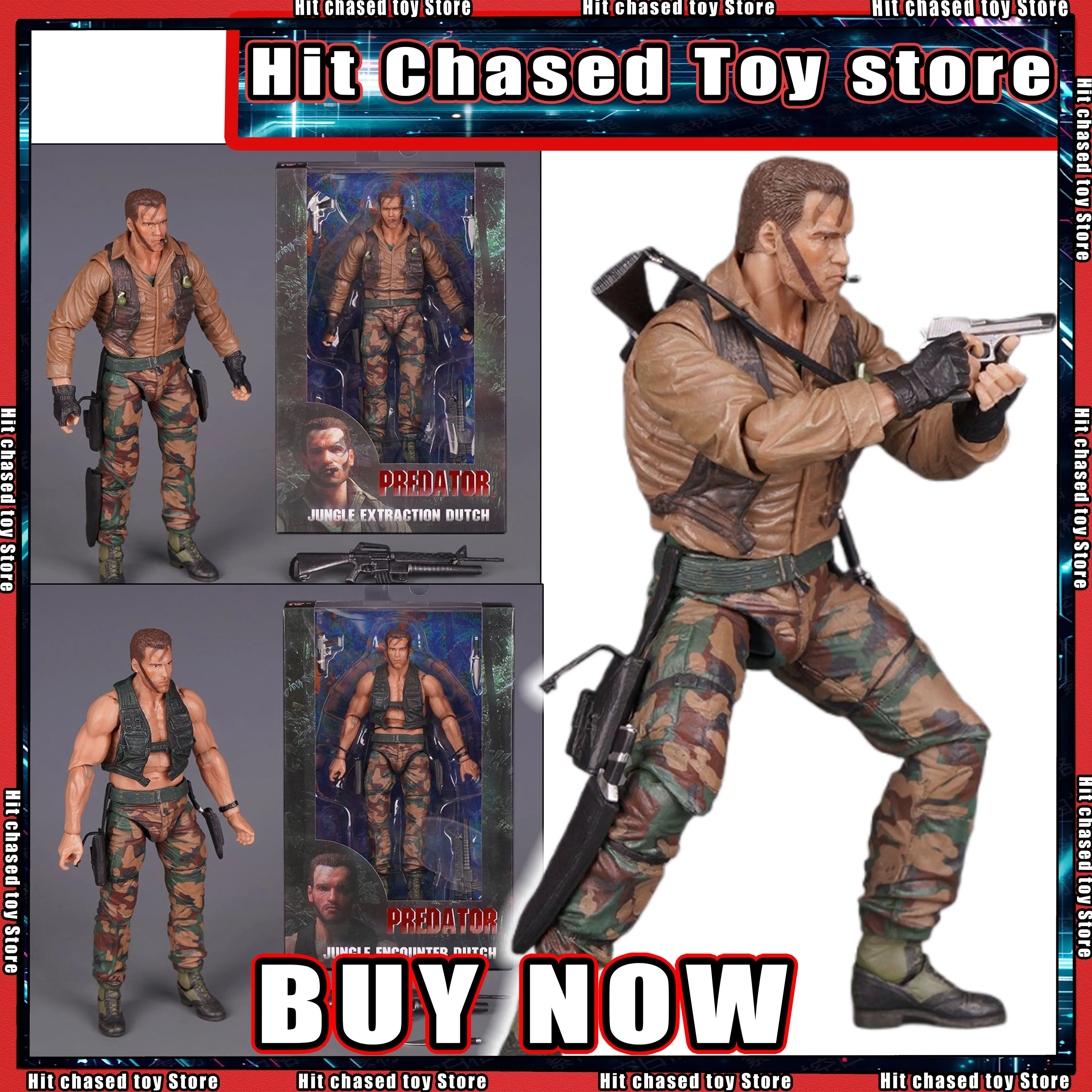 In Stock Ko Neca Predator Jungle Extraction Dutch Action Figure Schwarzenegger Figurine Statue Model Desktop Decoration Toy Gift