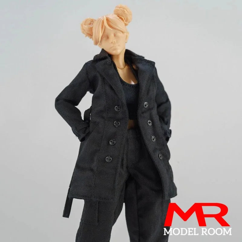 1/12 Scale Female Trench Coat Windbreaker Clothes Model Fit 6'' Asi 2.0 OB11 BJD Romankey Soldier Action Figure Body Dolls
