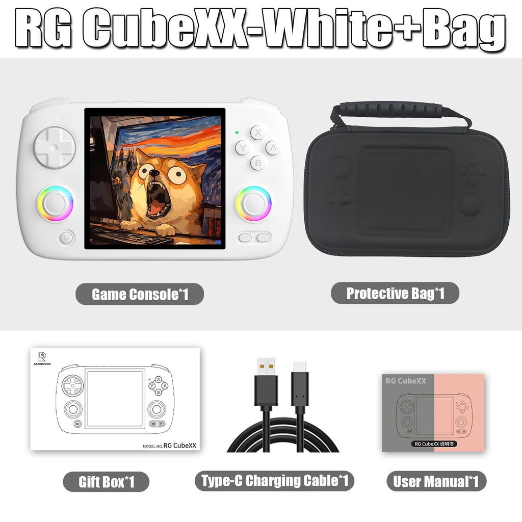 ANBERNIC RG CubeXX Handheld Game Console 3.95 Inch IPS Screen 64 Bit Linux System Supports 5G WiFi Bluetooth and TV HD Output