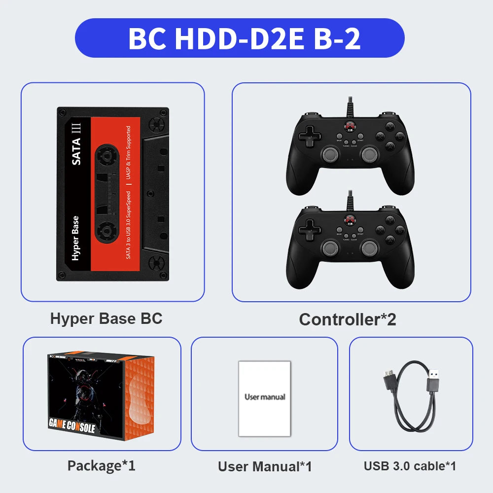 Portable External 2T HDD Batocera 35 Built in 52000+Games For PS3/PS2/Wii/WiiU/DC/N64/MAME/SS Game Console for Windows PC/Laplop
