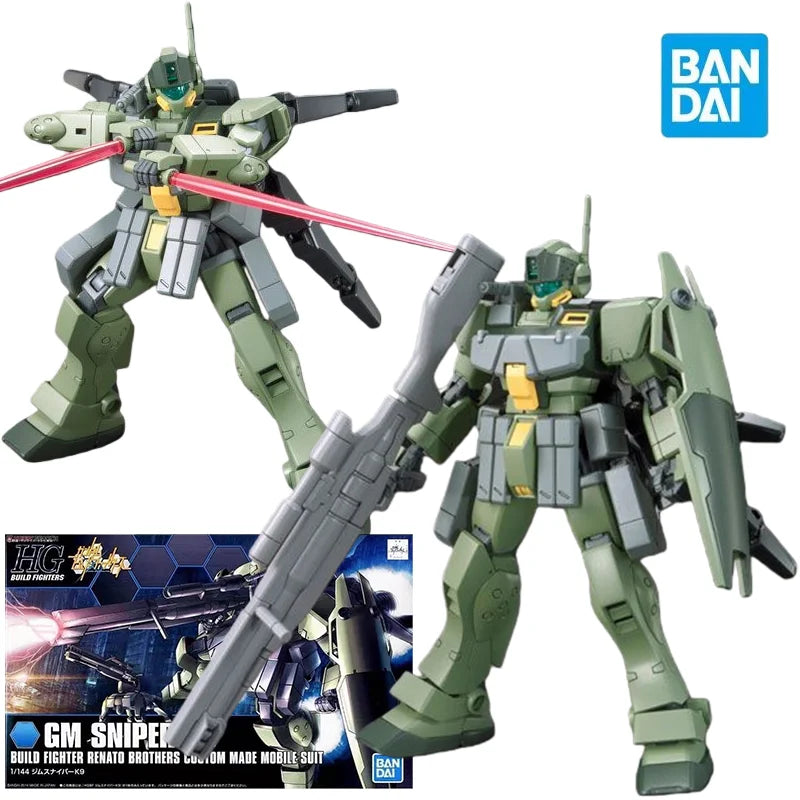 BANDAI 1/144 HGBF 010 GM Sniper K9 Action Figures Gundam Build Fighters Anime Model Kit Toys for Boys Original Box Collection