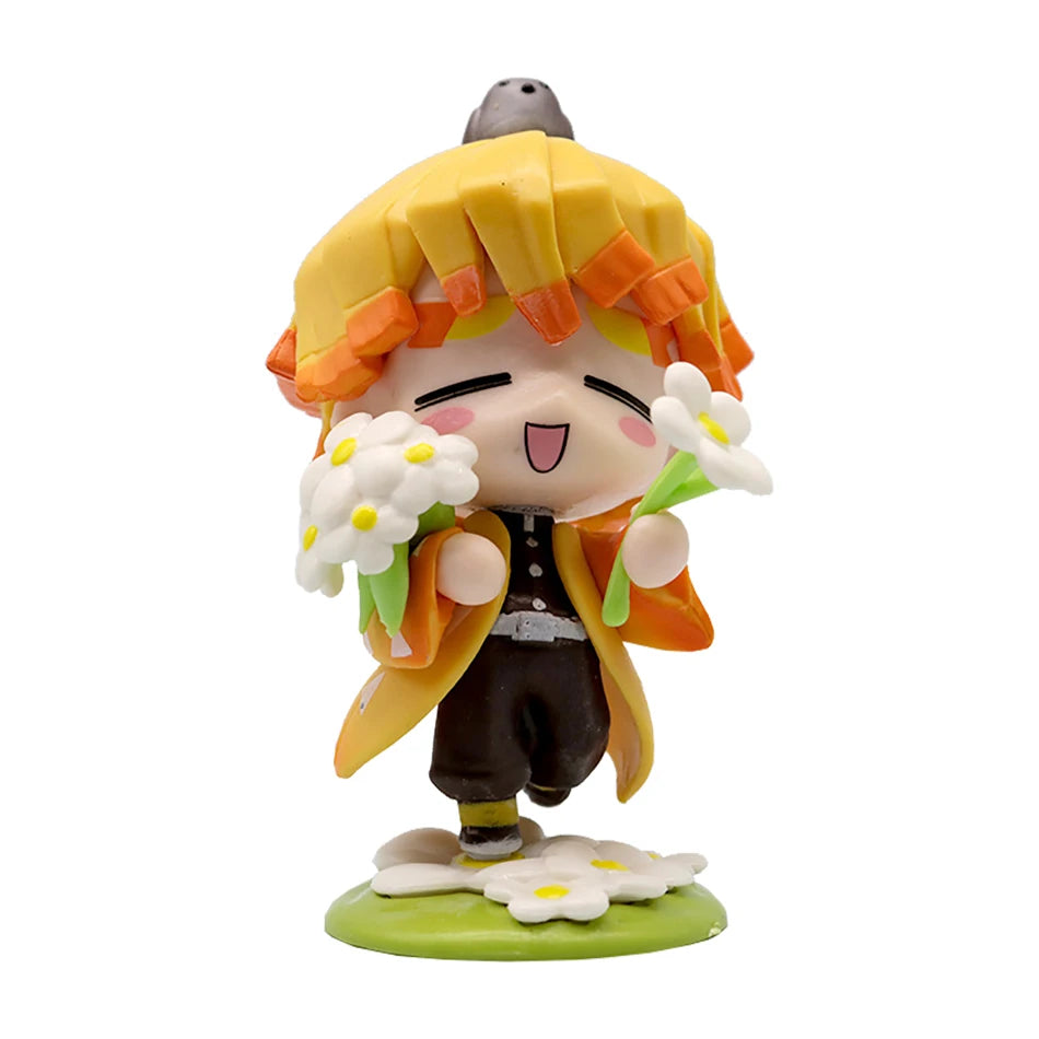 Anime 6Pcs/Set Q Version Demon Slayer Figurine  Boxed Model Ornament Accessory Cartoon Movability Kits Mascot Kid Toy Gift