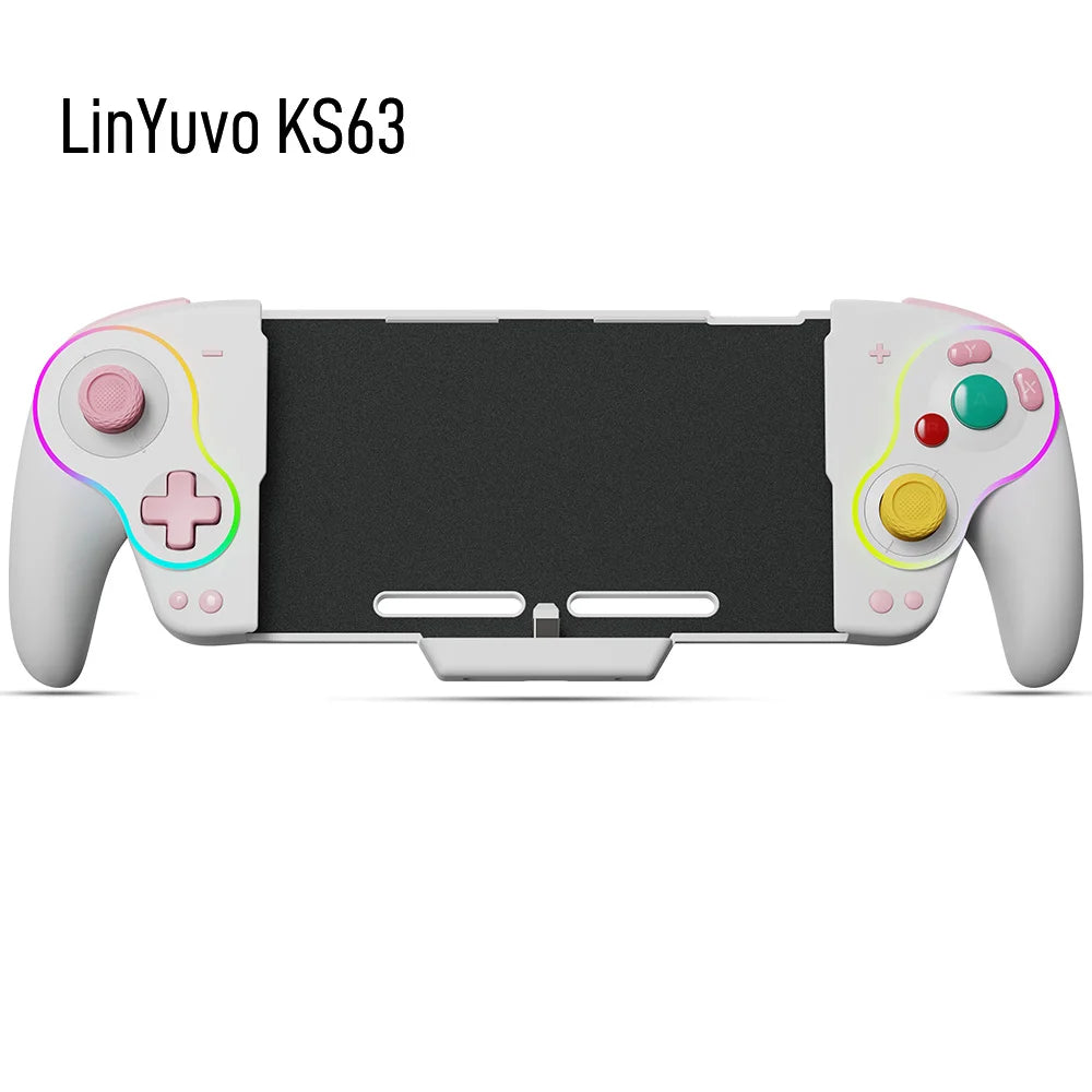 LinYuvo KS63 RGB Wireless Controller Gamepad für Switch &amp; Switch OLED, Retro GameCube Turbo Gaming Pad mit Zurück-Taste