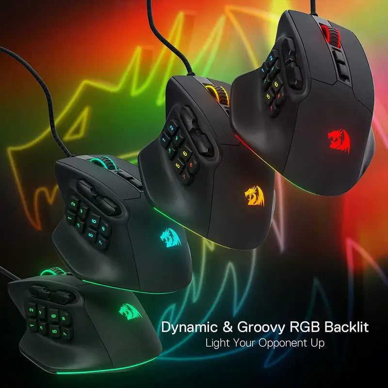 X33 Gaming Mouse, 15 Programmable Buttons Wired RGB Gamer Mouse w/ Ergonomic Natural Grip Build
