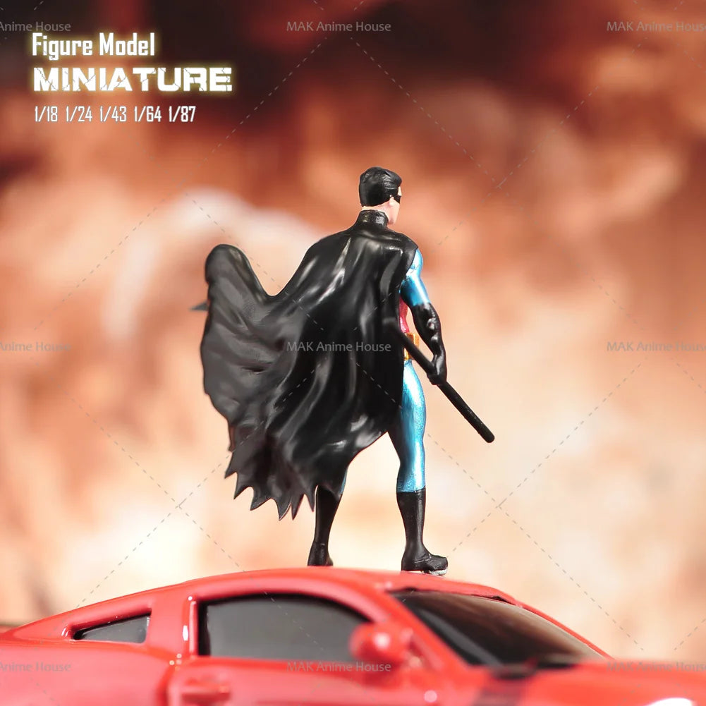 Miniatures 1/18 1/24 1/64 1/43 1/87 Sunglasses Cloak Male Hero Comic Figure Doll Unpainted Model Home Decoration Scene Car Toys
