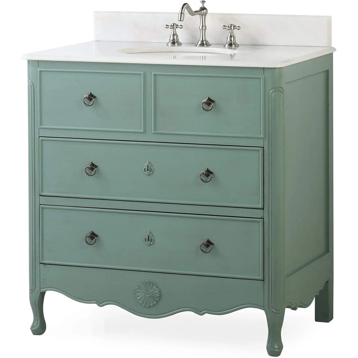 Cottage look Daleville Bathroom Sink Vanity - Model HF081Y (Vintage mint blue)