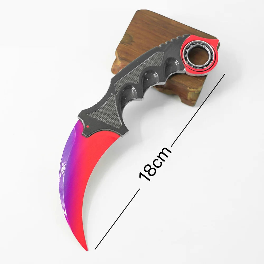 18 см игрален брояч, въртящ се, периферен, метален, модел, пурпурна мрежа/черна ламинирана дъска/градиентен цвят, нож с нокът, безопасен за играчки