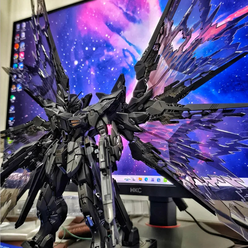 Long Dragon 7701MGEX Assault Freedom Model 1/100 Repair Version With Light Wings Midnight Black Collectible Action Figure