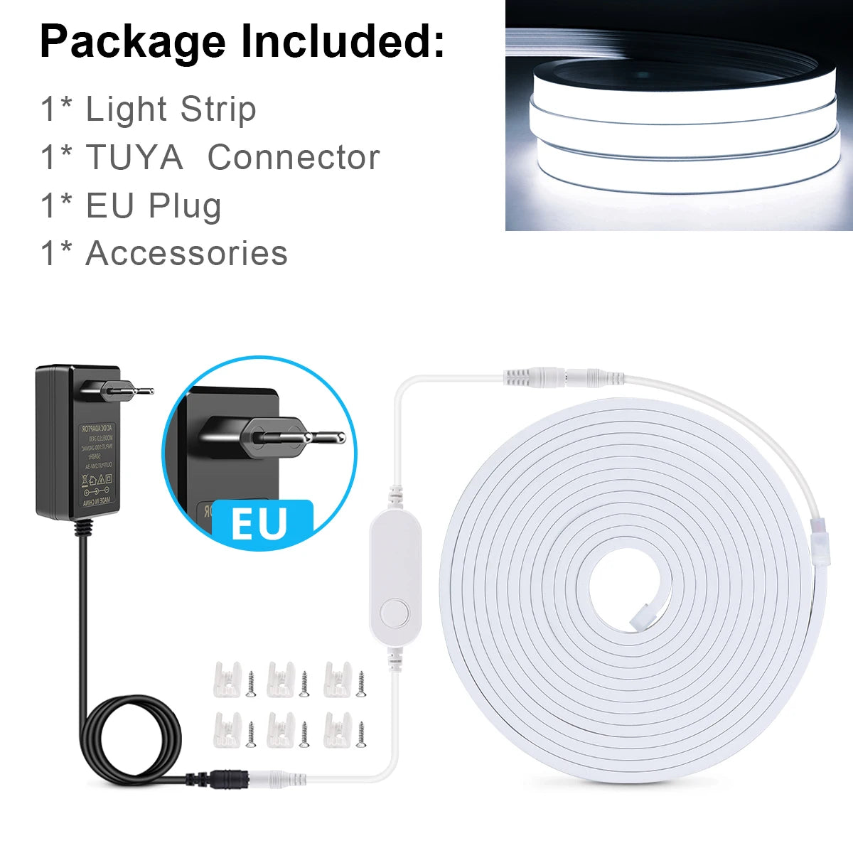 Tuya Smart WiFi APP DC 24V COB Light LED Strip Neon Silica Gel Tape Backlight DIY Home Decoration work with Alexa Google Home