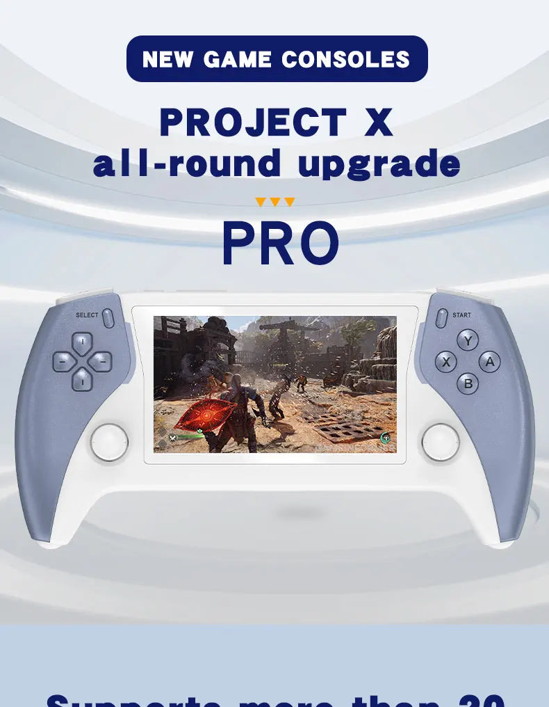 NEW RK3326 Project X Pro Portable Pocket Video Game Console 4.3" IPS Screen Support PSP/PS1/MAME/NDS 20 emulators Retro Gaming