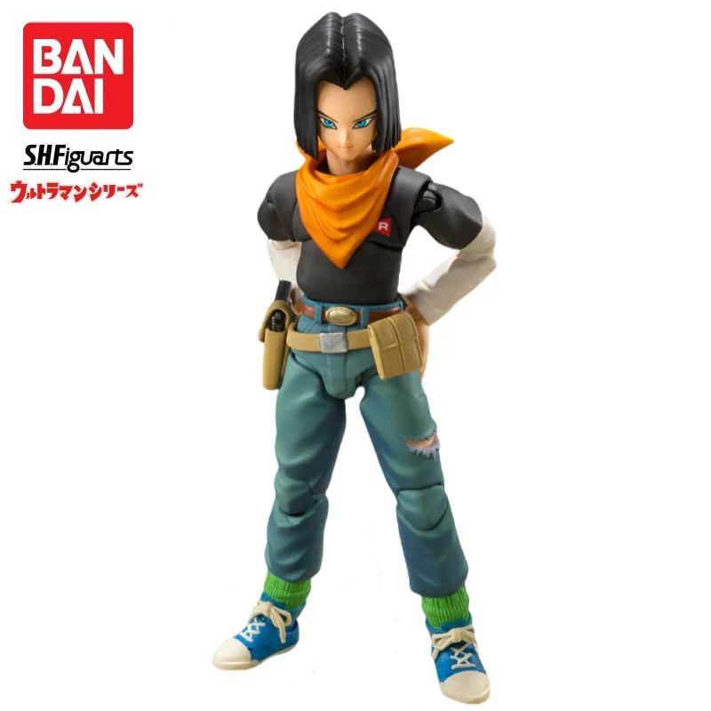 In Stock Bandai S H Figuarts Original Dragon Ball Android 17 Doll Brand New Boxed Action Figure Anime Characters Model Garage