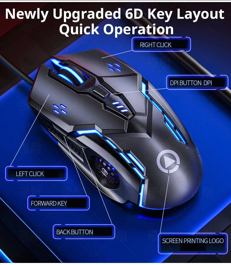 Silver Eagle G5 Stumm Kabelgebundene Maus Sechs Tasten Leuchtendes Spiel E-Sport Maschinen Computerzubehör Grenzüberschreitende Lieferung 
