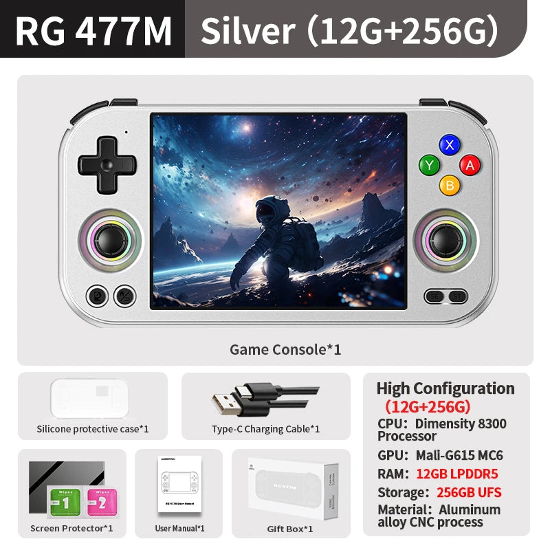 ANBERNIC RG 477M Retro-Handheld-Spielekonsole, 4,7 Zoll LTPS In-Cell-Touchscreen, Aluminiumlegierung, Android, 5300 mAh, KI-Assistent, RG477M