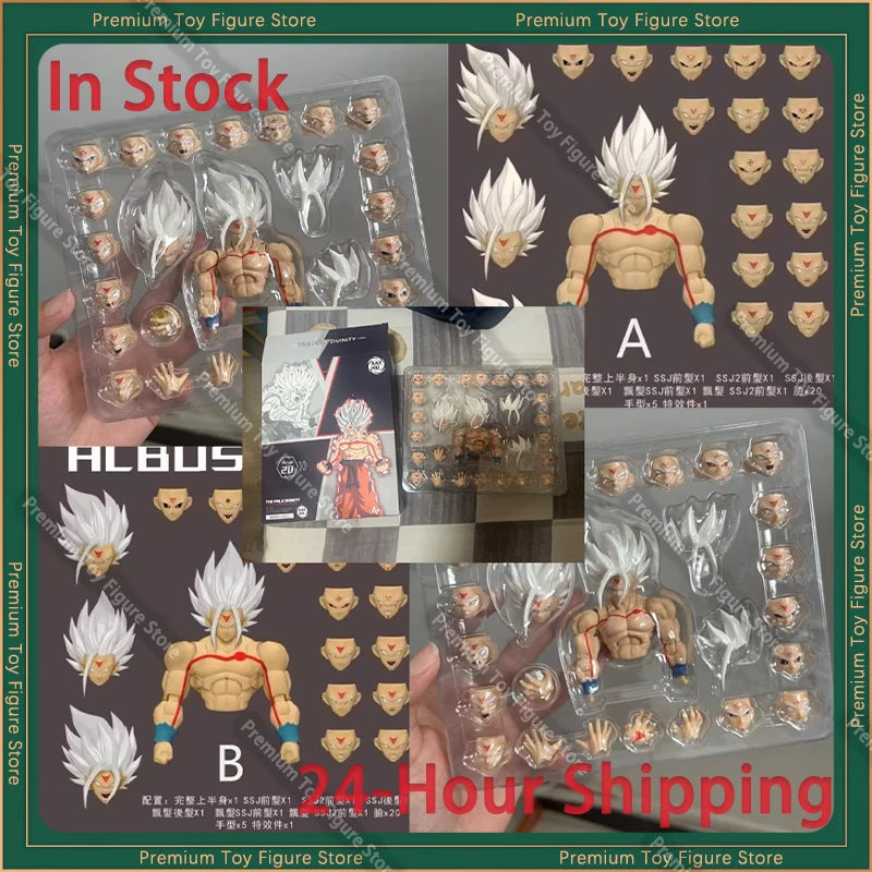 In Stock Black Hole Studio Dragon Ball Son Goku Action Figure Pvc White God Upper Body Plainface Carving SHF Accessory Kit Toy