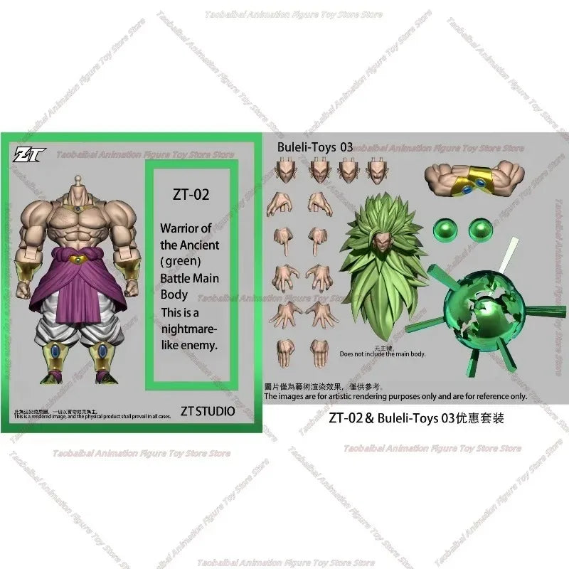 ZT Studio Ancient Warrior Broly Green Yellow Long Hair 1/12 Action Figure Anime Character Figure Collection