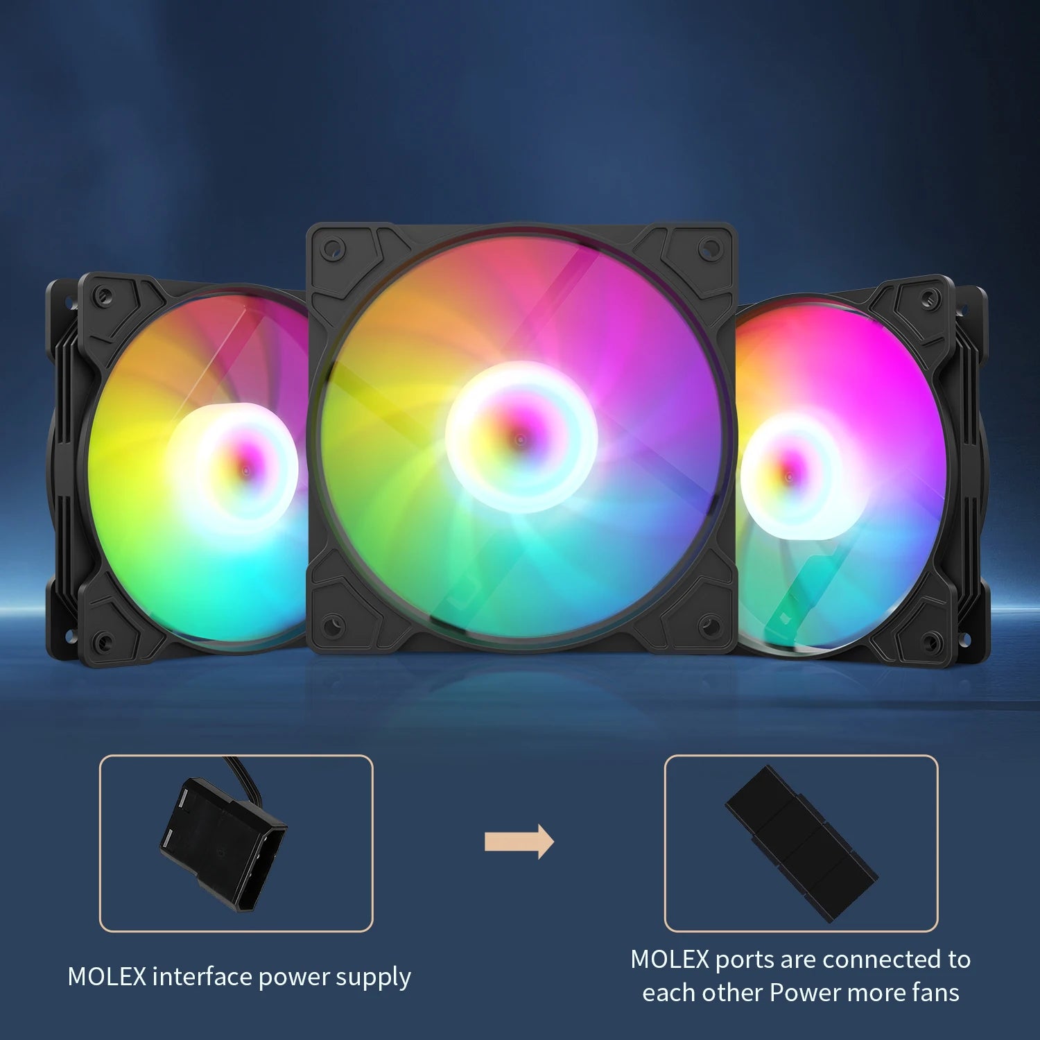 Ruix Casing Fans RX-134 PC-Gehäuselüfter 120 mm Gabinete Fans Feste RGB-Gaming 12 V Molex Computer Gamer Kühlung Ventilador
