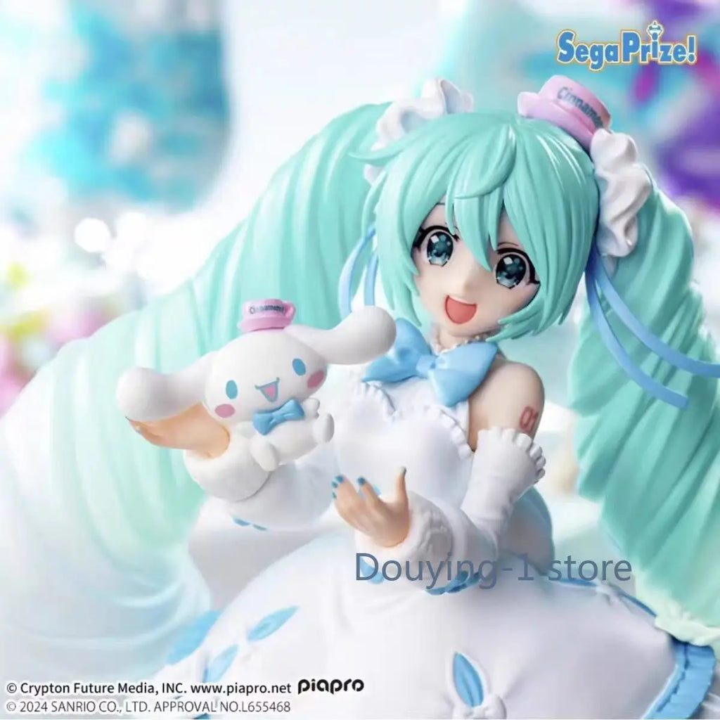 In Stock Sega Hatsune Miku X Cinnamoroll White Dress Ver. Action Figure Collection Model Gift