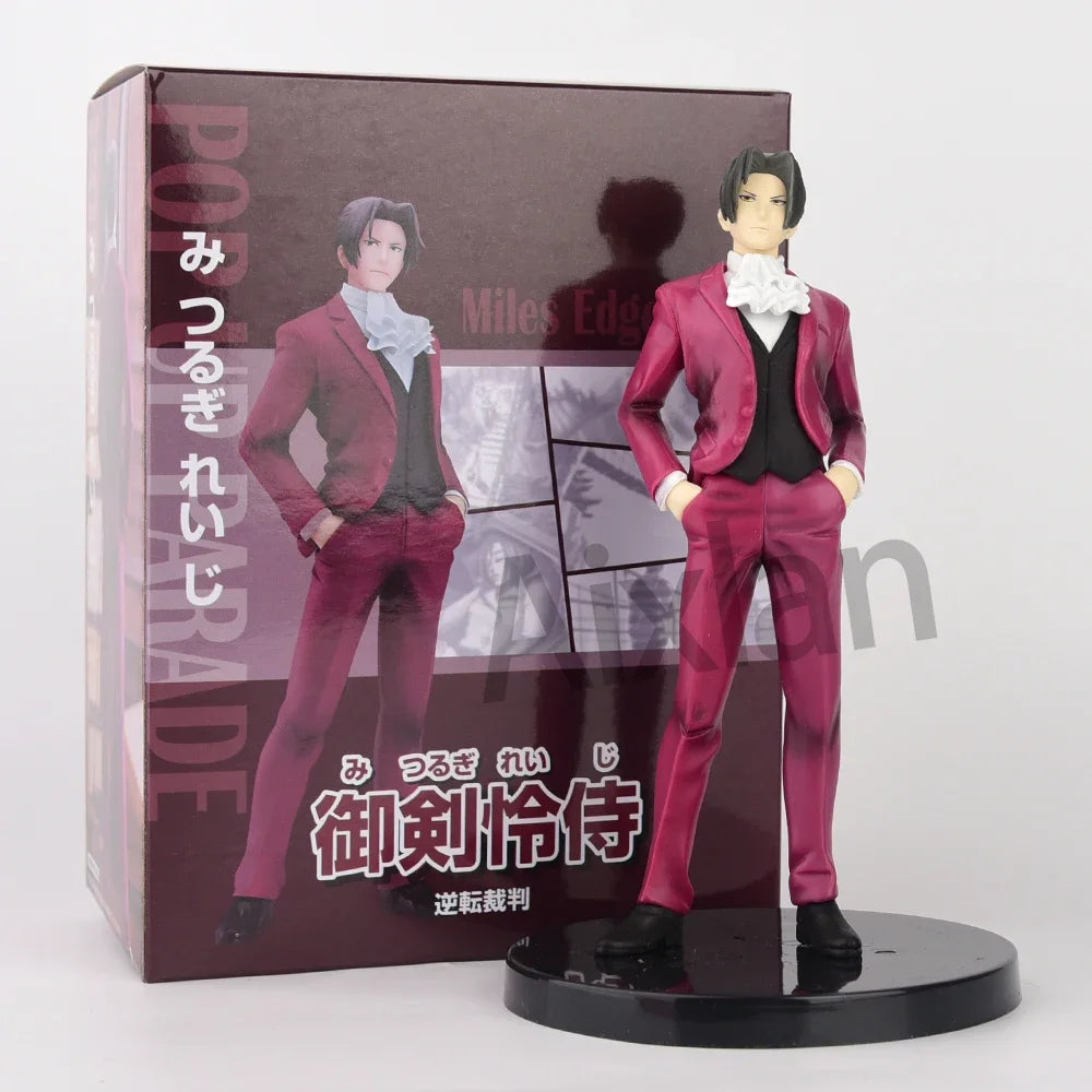 Aixlan 16 cm Anime-Figur Miles Edgeworth PVC-Actionfigur Gregory Edgeworth Figur Sammlermodell Spielzeug Kindergeschenk NZCP