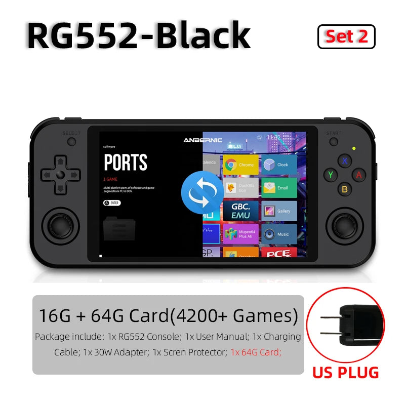 ANBERNIC RG552 Handheld Game Console 5.36" IPS Touch Screen Android Linux Dual OS System 4200 Retro Games Portable Games Players