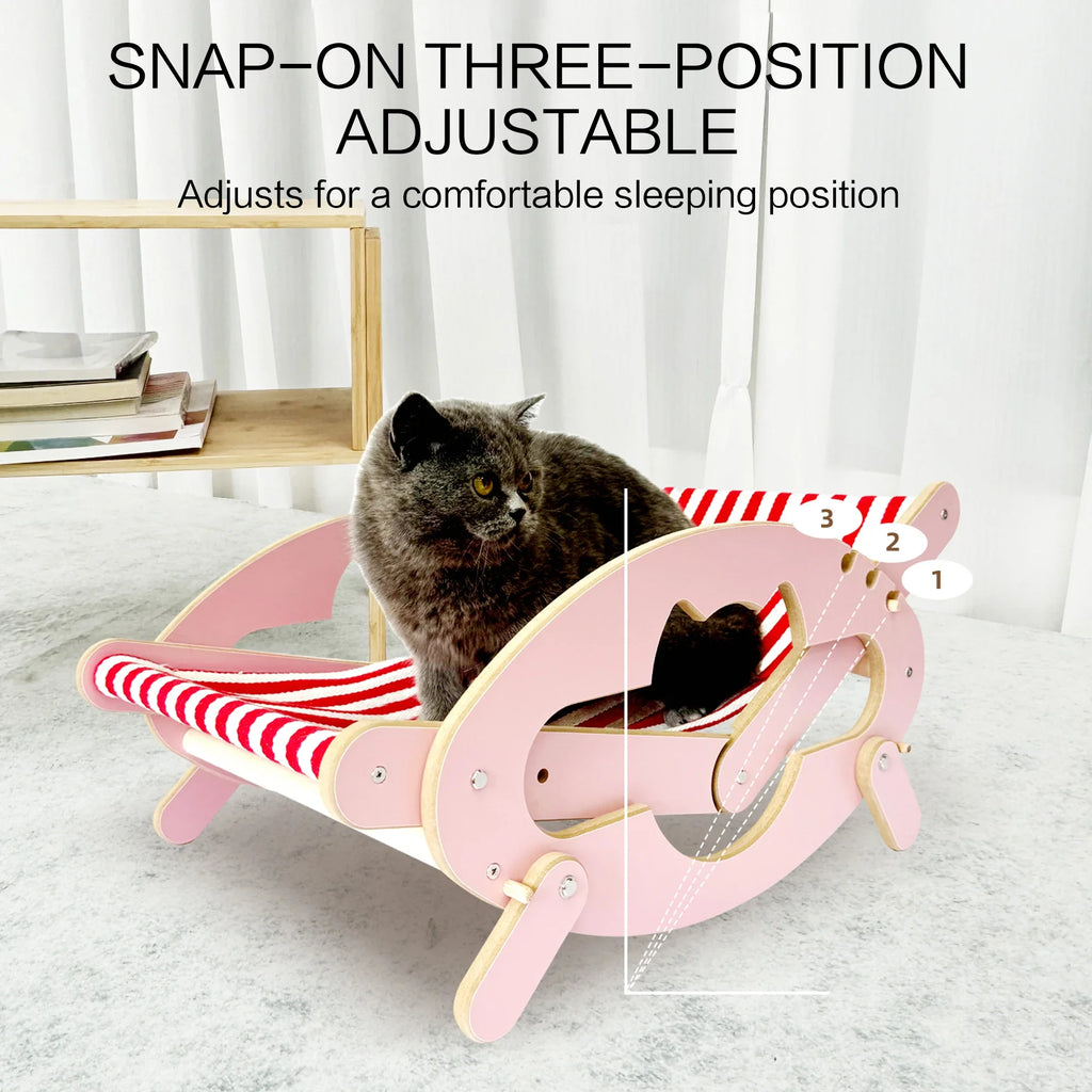 Verstellbare Katzenwippe mit 3 Positionen, Holzplatten mit hoher Dichte, abriebfest, kratzfest, atmungsaktiv, Haustiermöbel