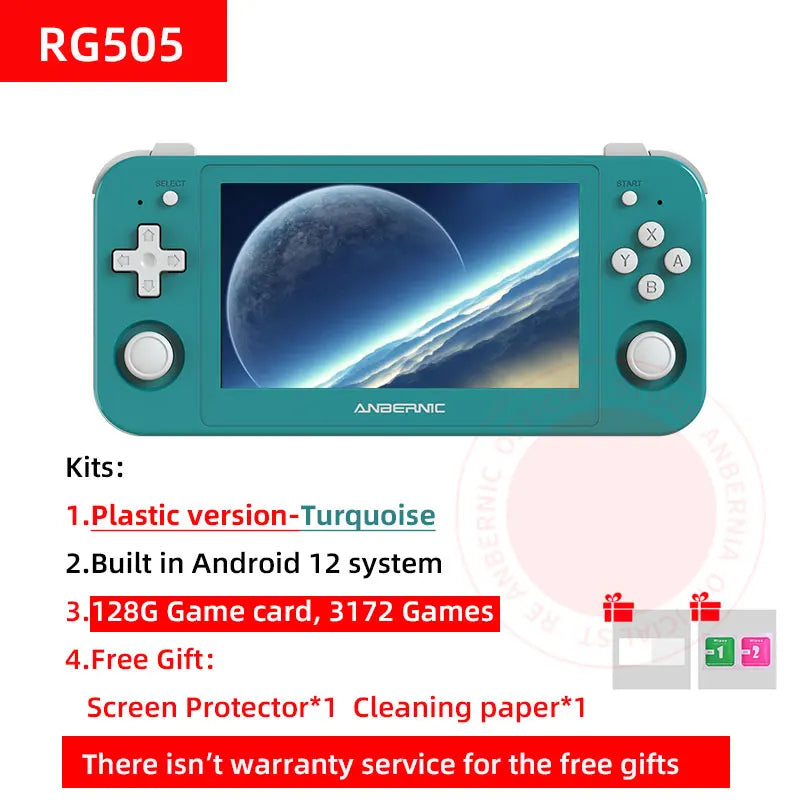 ANBERNIC RG505 Handheld Game Console Android 12 Unisoc Tiger T618 Built-in 128G Pre-Loaded 3172 Games 4.95 Inch OLED Screen