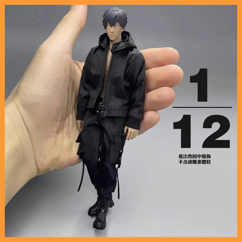 In Stock 1/12 Scale Black Assault Suit Work Pants Set Fit 6inch CROWDHTOYS VTOYS Action Figure Model Toys