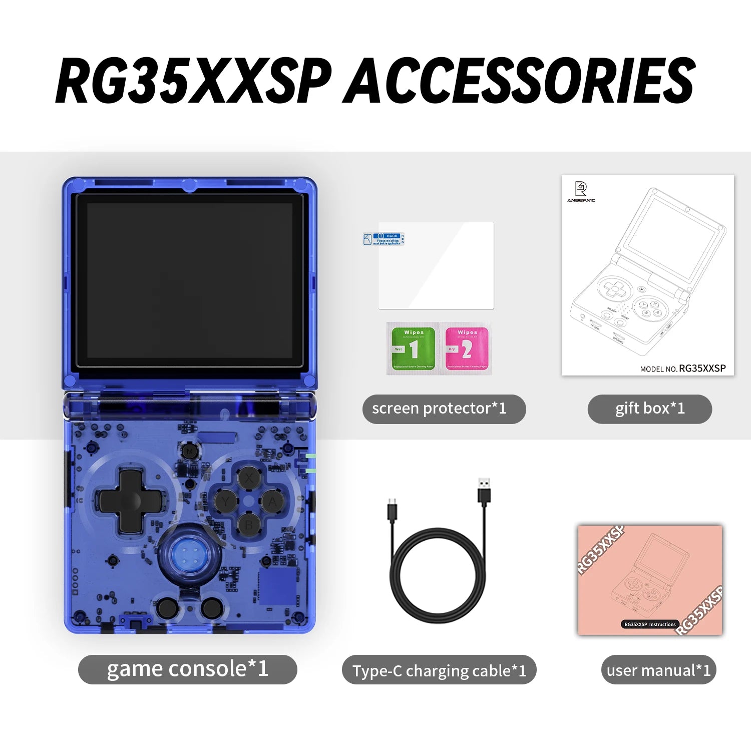 ANBERNIC RG35XXSP Retro Handheld Game Console 3.5-inch IPS Screen 3300mAh Battery Supports HDMI-TV Out and Bluetooth 4.2 5K Game
