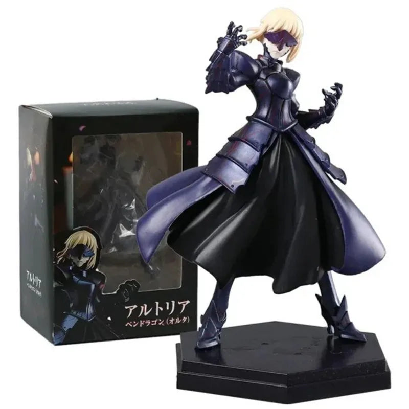 Fate Stay Night Grand Order Anime-Figur – 18 cm, Artoria Pendragon Saber Alter Black Cherry Armor, PVC-Action-Sammelspielzeug, Geschenk