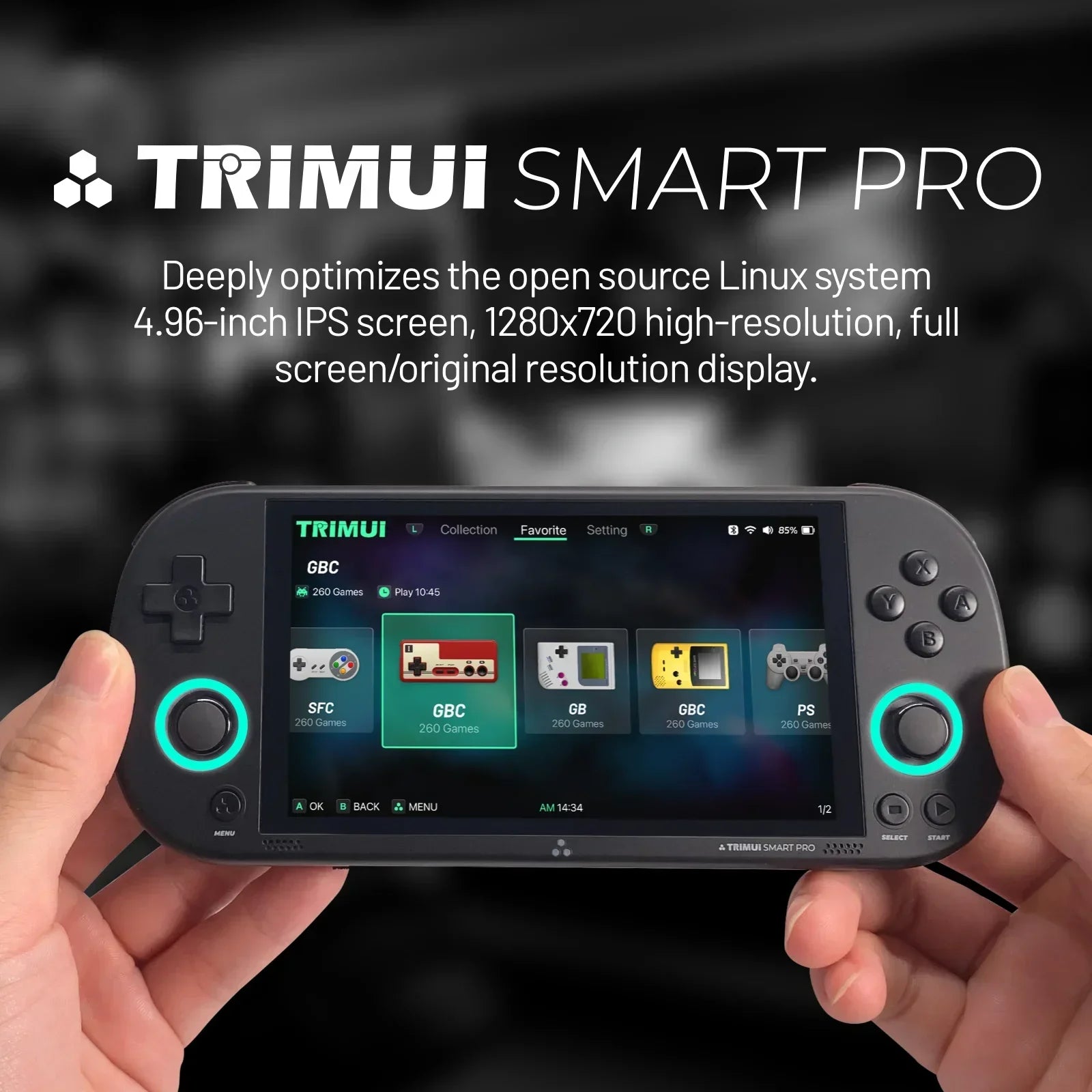 Trimui Smart Pro Handheld Game Console  4.96''IPS Screen Video Game Console Linux SystemRetro Video Game Consoles Birthday Gifts