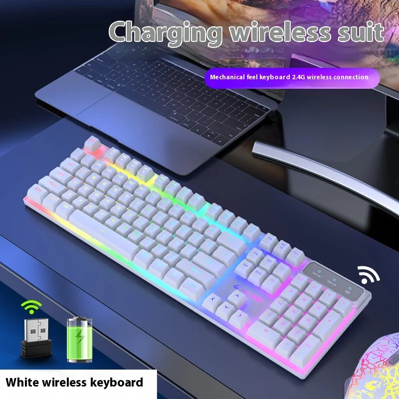Neu Free Wolf T3 Drahtlose Tastatur Lade Weiß Notebook Gaming Büro Unbegrenzte Dedizierte Tastatur Und Maus Set Urlaub Geschenk