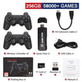 GD10 Retro Game Stick 256G 4K HD Console - Twin 2.4G Wireless Controllers, 58000 Games for PSP Christmas Gift